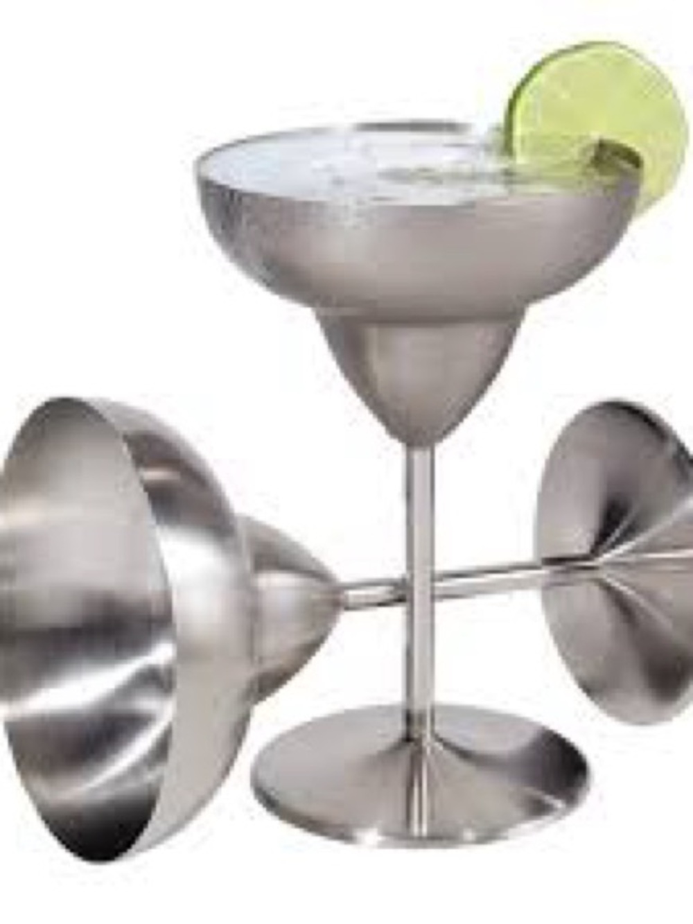 Margarita Glasses Set of 2 ,entertaining, brushed stainless steel, dessert